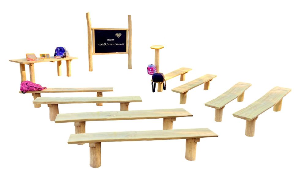 Waldklassenzimmer groß Robinie, 8 Bänke